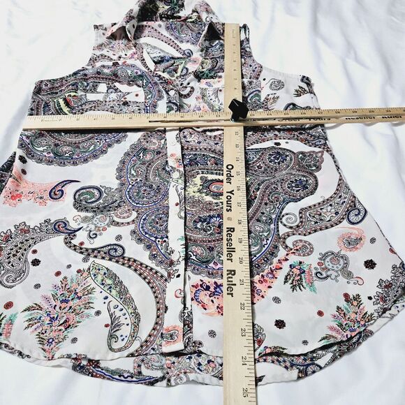 Express Womens Button Down Tank Top Multi-Color Size XS 100% Polyester - Picture 4 of 12